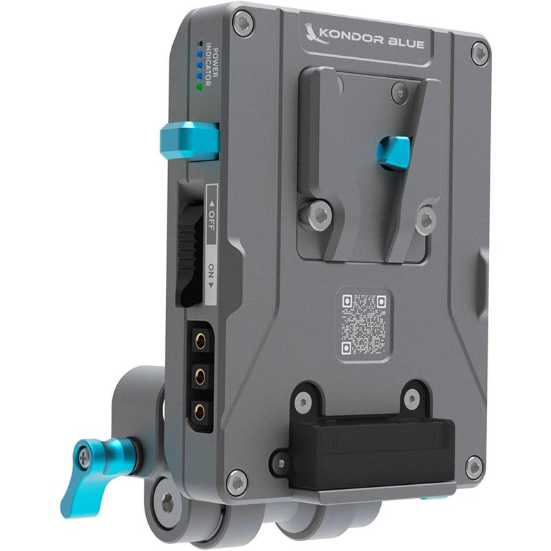 Kondor Blue V-Mount Pro Battery Plate with Swiveling Rod Block